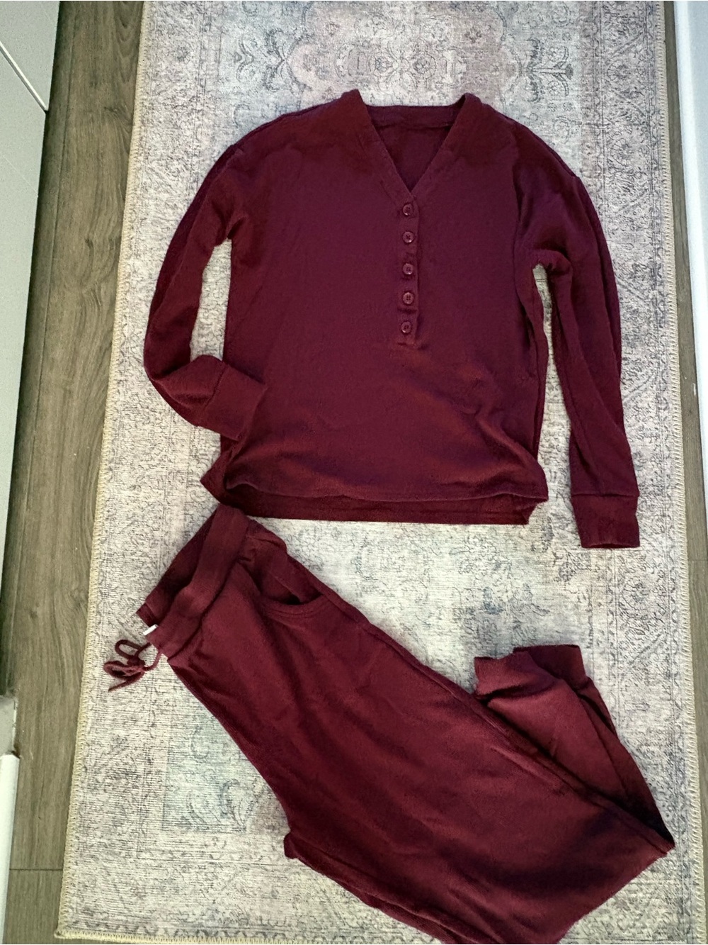 Kindred Bravely Waffle Maternity & Nursing Lounge Set | Deep Burgundy